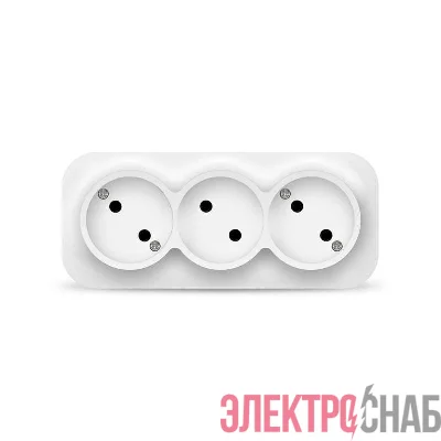 Розетка 3-м ОП 10А IP20 без заземл. бел. IONICH 1445