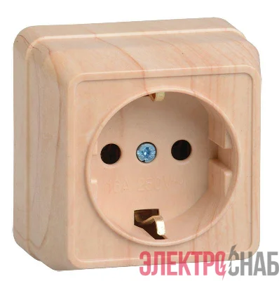Розетка 1-м ОП Октава РС20-3-ОС 16А IP20 с заземл. сосна GENERICA ERO11-K03-16-DC