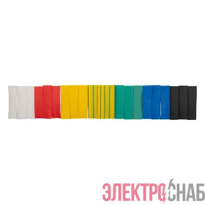 Трубка термоусадочная PTT 16/8-10-21 SET7 (ТУТнг 16/8) набор 7 цветов по 3шт 10см (уп.21шт) JazzWay 5075900