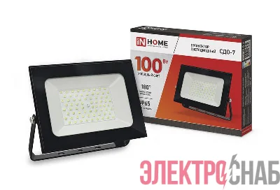 Прожектор светодиодный СДО-7 100Вт 6500К IP65 9000лм 230В черн. IN HOME 4690612034652