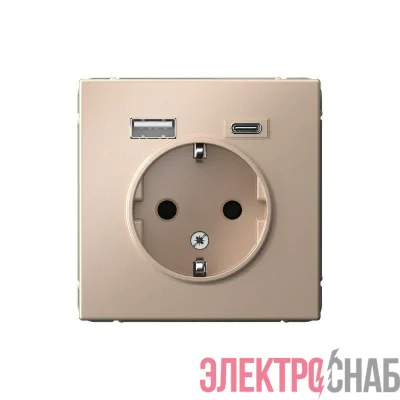Розетка ArtGallery 16А с 2-мя заряд. устройствами USB A+C 5В/2.4А/3А 2х5В/1.5А механизм песочн. SE GAL001232