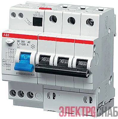Выключатель авт. диф. тока 3п 5мод. C 16А 30мА тип AC DS203 ABB 2CSR253001R1164