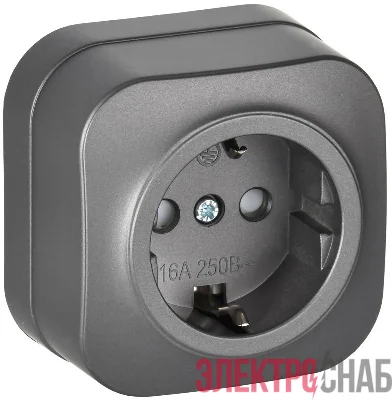 Розетка ОП GLORY РСш20-3-ХСм 16А с заземл. защ. шторки сталь матов. IEK ERH14-K46M-16