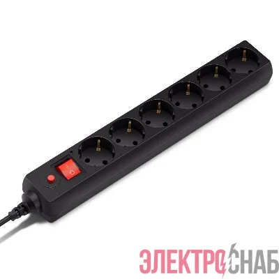Удлинитель с сетевым фильтром 6х5м с заземл. 10А IP20 600SH-5-B 2.2кВт CCA черн. BURO 992278