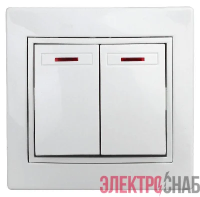 Выключатель 2-кл. СП Plano 10А IP20 1-105-01 250В с подсветкой бел. Intro Б0027603