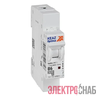 Выключатель автоматический модульный 1п B 6А 4.5кА OptiDin BM63-1B6-4.5-УХЛ3 КЭАЗ 329499