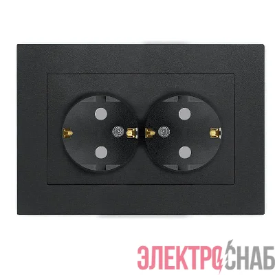 Розетка 2-м СП Афина 16А IP20 с заземл. защ. шторки в сборе графит Universal A0050-Gr