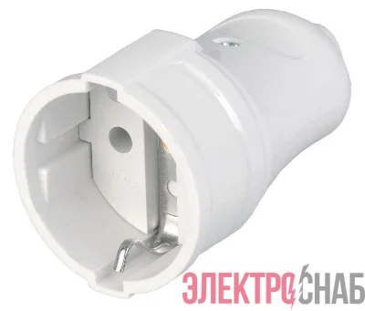 Розетка разборная РПп10-01-Ст 16А прямая с заземл. бел. IEK ERP10-16-01-K01