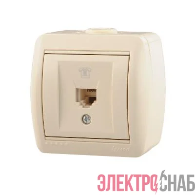 Розетка телефонная 1-м ОП Nata RJ11 16А IP20 евро стандарт крем. LEZARD 710-0300-137