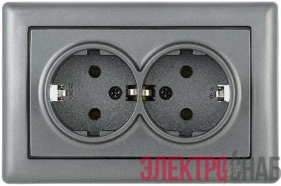 Механизм розетки 2-м СП Bolero РС21-1-0-БА 16А с заземл. антрацит IEK ERB21-K95-16