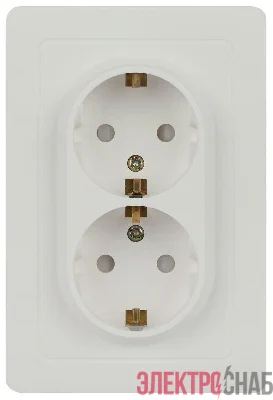 Розетка 2-м СП Style 7-208-01 16А 250В IP20 2х2P+E Schuko с заземл. защ. шторки бел. Intro Б0060625