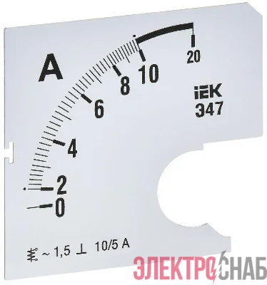 Шкала сменная для амперметра Э47 10/5А-1.5 72х72мм IEK IPA10D-SC-0010