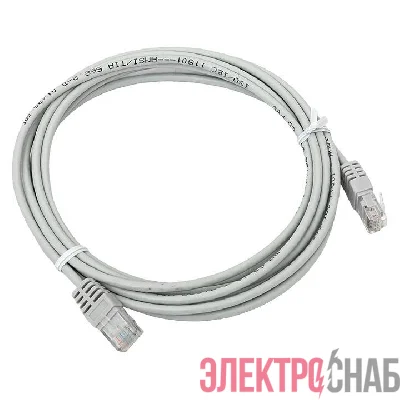 Патч-корд кат.5E UTP неэкранир. PVC сер. 3.0м TERACOM PRO EKF TRP-5EUTP-PVC-3M-GY