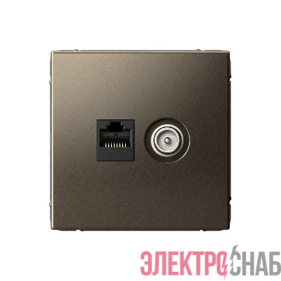 Розетка компьютерная + телевизионная 2-м ArtGallery RJ45 + TV кат.5E мокко SE GAL000689