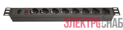 Блок розеток 8-м Schuko для 19дюйм шкафов с выкл. DKC R519SH8OPSHC14