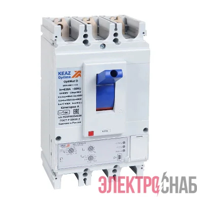 Выключатель автоматический 3п 400А диапазон уст. 160...400А 40кА OptiMat D400N-MR1.1-У3 КЭАЗ 321646