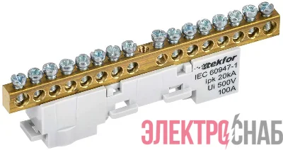 Шина L "фаза" неизол. на универс. держ. 6х9-16-Ср TEKFOR IEK TF-NN10-16-DL-K03