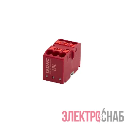 Блок распределительный зажим push-in 6 точек подключения 25кв.мм красн. DKC DTP1-006-04SPUR