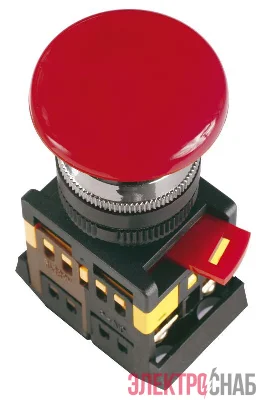 Кнопка "Грибок" AEAL-22 d22мм 1НО+1НЗ 240В с фиксацией красн. GENERICA BBG60-AEAL-K04