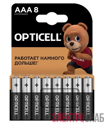 Элемент питания алкалиновый AAA/LR03 (блист. 8шт) Basic Opticell 5051009