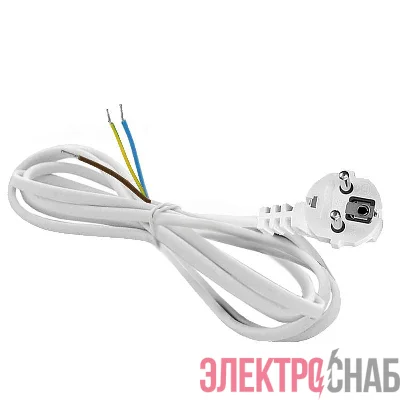 Шнур сетевой с вилкой 2м с заземл. 10А ПВС 3х1 бел. DOMTOK 2777