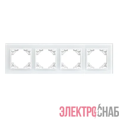 Рамка 4-м Минск стеклянная бел. Basic EKF ERM-G-404-10