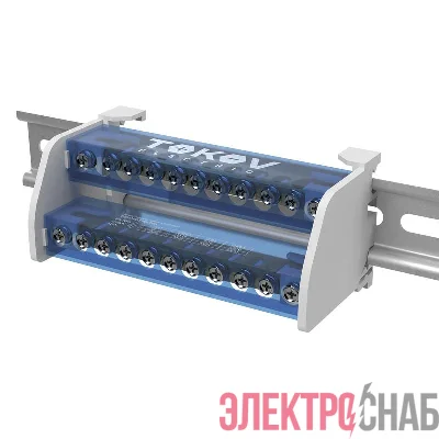 Шина на DIN-рейку в корпусе (кросс-модуль) 2 группы по 11 отверстий 125А TOKOV ELECTRIC TKE-DBTB-125-2-11/L+PEN