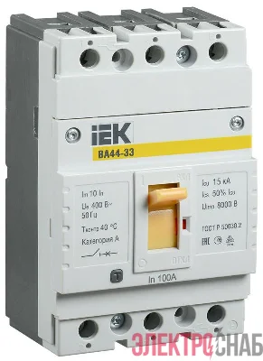 Выключатель автоматический 3п 100А 15кА ВА44 33 IEK SVA4410-3-0100