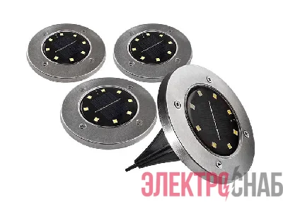 Светильник светодиодный SLR-S14 8SMD грунтовый IP44 корпус нерж. сталь солнечная батарея (уп.4шт) ФАZА 5041011