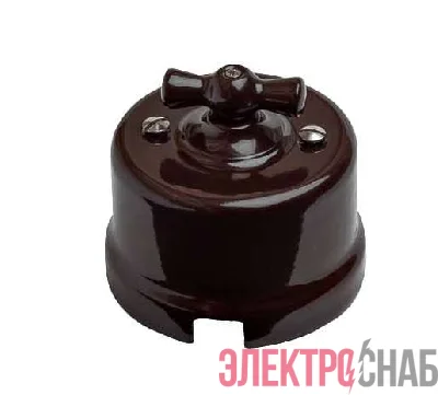 Выключатель поворотный 2-кл. ОП Лизетта 10А IP20 ретро 4 полож. керамика корич. Bironi B1-202-02