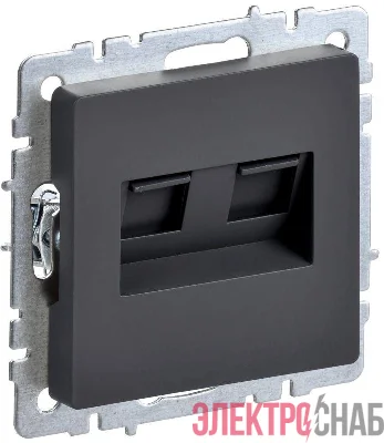 Розетка 2-м СП BRITE RJ11+RJ45 кат.5E РК/Т12-БрГ графит IEK BR-KT20-O-1-K53