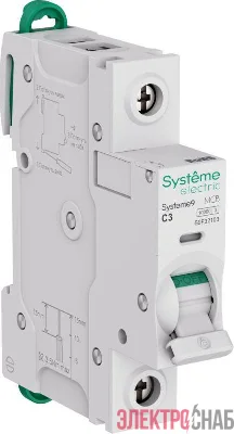 Выключатель автоматический 1п C 3А 10кА Systeme9 230В SE S9F32103