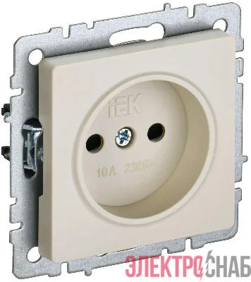 Розетка СП BRITE РСш10-2-БрКр 10А без заземл. защ. шторки механизм беж. IEK BR-R13-10-K10