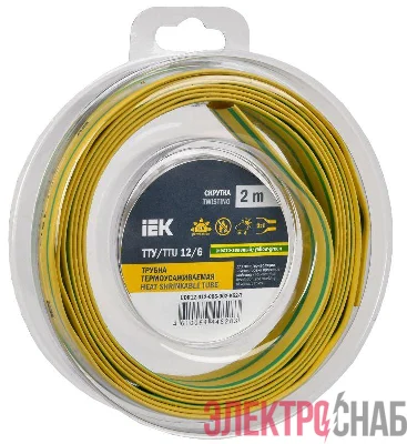 Трубка термоусадочная ТТУ нг-LS 12/6 желт. (уп.2м) IEK UDR12-012-006-002-K05-T