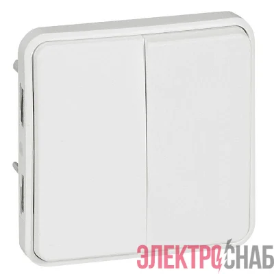 Переключатель проходной 2-кл. СП Plexo 10А IP55 250В 10AX антибактер. покрытие механизм бел. Leg 070726