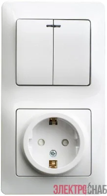 Блок комбинированный Glossa (розетка с заземл. защ. шторки + 2-кл. выкл. с подсветкой) бел. SE GSL000175