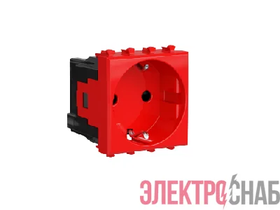 Розетка 2мод. 2P+E Avanti "Красный квадрат" защ. шторки DKC 4401002