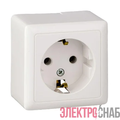 Розетка 1-м ОП Хит 16А IP20 250В с заземл. без защ. шторок бел. SE RA16-133-B