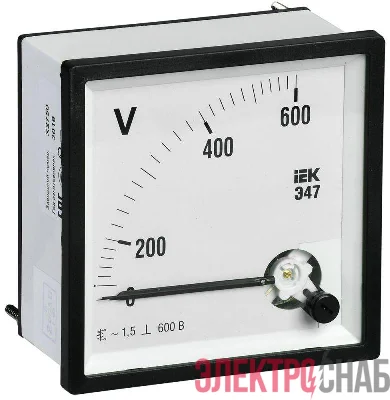 Вольтметр Э47 96х96мм 600В кл. точн. 1.5 IEK IPV20-6-0600-E