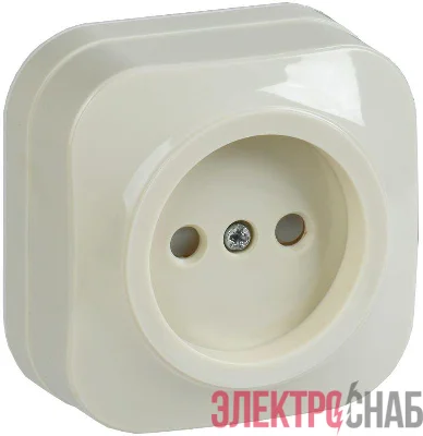 Розетка 1-м ОП GLORY РСш20-2-ХК 10А без заземл. защ. шторки крем. IEK ERH13-K33-10