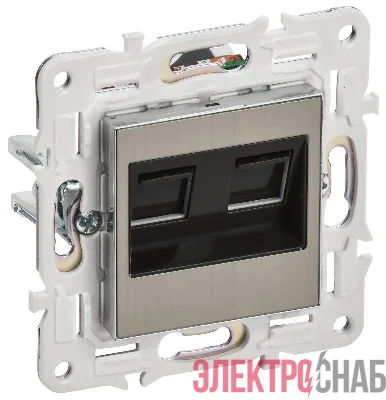 Розетка компьютерная двойн. RJ45 кат.6 SKANDY SK-K04N никель IEK SK-K20-2-K50