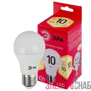 Лампа светодиодная RED LINE LED A60-10W-827-E27 R 10Вт A60 груша 2700К тепл. бел. E27 Эра Б0049634