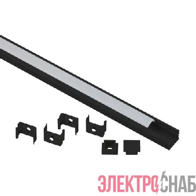 Комплект с накладным анодированным профилем 1612B 16х12мм. 2м САВ261 черн. Эра Б0062758