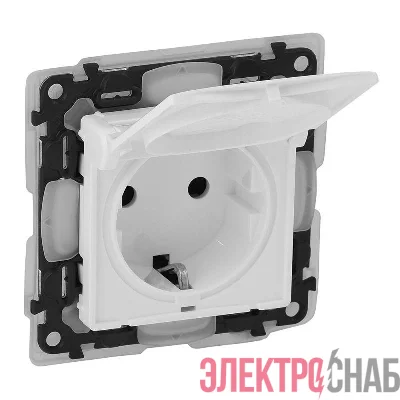 Механизм розетки Valena Life 2К+З IP44 защ. шторки откидная крышка бел. Leg 753119