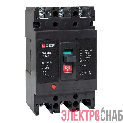 Выключатель автоматический LS125 18кА 3P 100А ProPact EKF mccb-125-18-3-100-ls