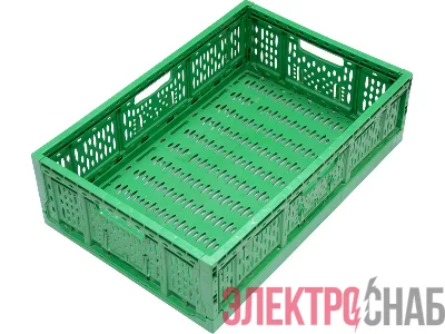 Ящик 600х400х170 перфорированный, складной  зелёный 6417 А 6417 А