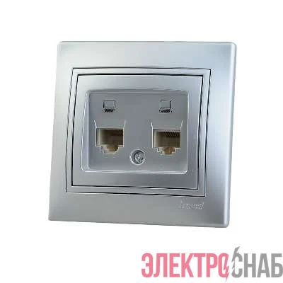 Розетка компьютерная 2-м СП Мира RJ45 метал. сер. Lezard 701-1010-141