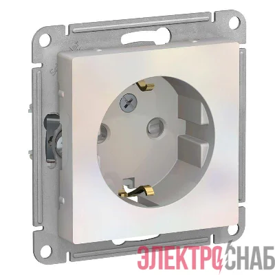 Розетка 1-м СП AtlasDesign 16А IP20 с заземл. защ. шторки механизм жемчуж. SE ATN000445