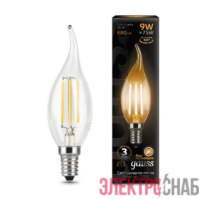 Лампа светодиодная Black Filament Свеча на ветру E14 9Вт 2700К Gauss 104801109