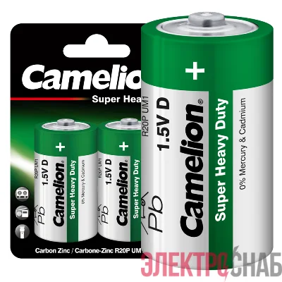 Элемент питания солевой D/R20 BL-2 (блист.2шт) Camelion 1671